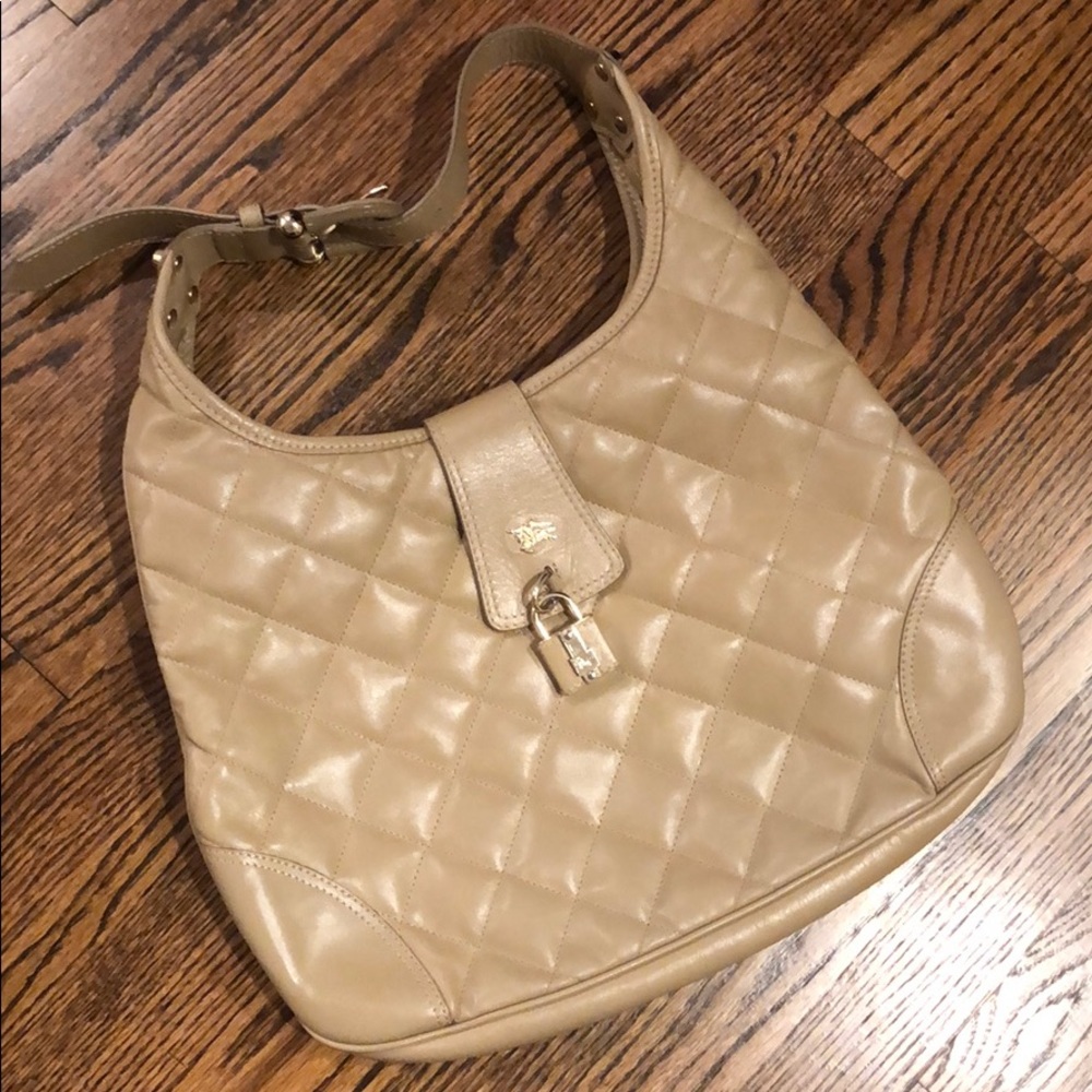 BURBERRY Quilted Tan Leather Brooke Hobo Handbag